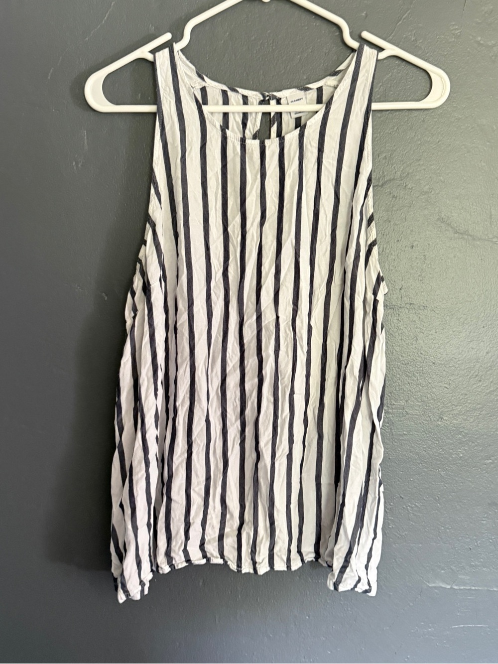 Old Navy Black & White Vertical Stripe Tank Top